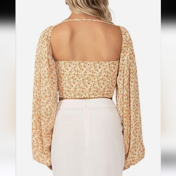 Toby Heart Ginger Sleepwalking Floral Long Sleeve Crop Top Size XL (US 10) - Picture 2 of 8